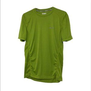 Marmot lime green ruched  sides athletic t shirt crewneck small